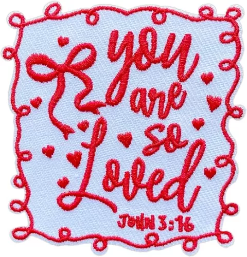 You are so Loved Iron On Patches, Size 3" Coquette Bible Patches for Clothes Backpacks Hats Jeans Bags, Faith Embroidered Patches, Religious Iron On Fabric Patches DIY Gift for Christians