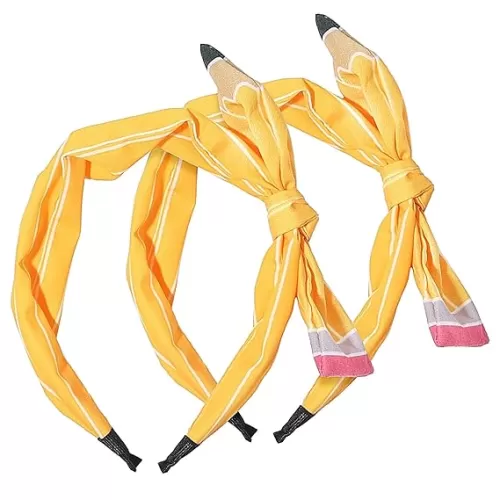 2Pcs Back to School Headband Yellow Pencil Hairband Teacher Headband for Thick Thin Hair Cute Fashion Hair Accessories for First Day of School Gifts for Kindergarten Students
