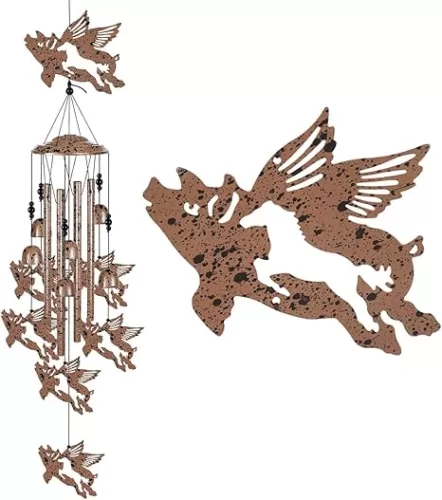 37" Flying Pigs Wind Chimes for Garden, Home, Balcony, Yard, Outdoor Decor, Sympathy Wind Chimes, Wind Catcher, Blessing Wind Bell, Pig Ornament Gifts for Mom, Pig Lovers, Grandma, Family, Women, Friend