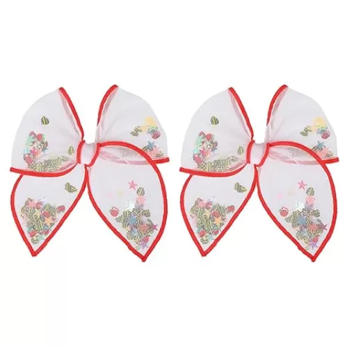 4" Back to School Mesh Fable Shaker Bow Hair Clips for Girls Student 1st Day School Gift Pencil Pigtail Bow Barrettes Alligator Hairpins, Teens Toddlers Kids Uniform Decor Accessory