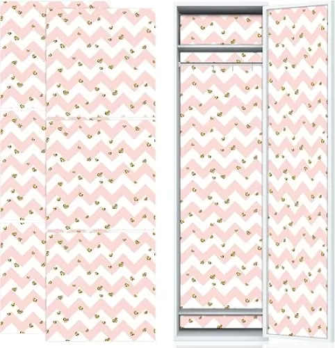 6 Pcs Pink Magnetic Locker Wallpaper, Striped & Heart Design, Waterproof & Reusable, Perfect for School Lockers & Metal Surfaces