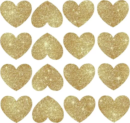 72 Pcs Love Heart Wall Decals Removable DIY Gold Glitter Love Heart Wall Decals Vinyl Sparkle Hearts Wall Stickers Peel and Stick Art Decor Murals for Girls Kids Bedroom Nursery Playroom