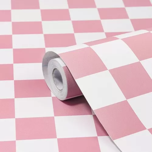 Amiya Checkered Wallpaper Peel and Stick Pink Mosaic Checkerboard Contact Paper 17.3”X120”Modern Self Adhesive Vinyl Removable Wall Paper for Shelf Liner, Classroom, Cabinets, Living Room