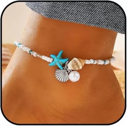 Ankle Bracelet for Women Waterproof Anklet Elastic Heart Anklet Stretchy Ankle Bracelet Colorful Beaded Anklet Boho Love Ankle Bracelet Silver Summer Beach Anklet Jewelry Accessories