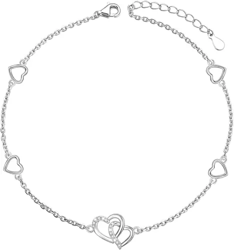 Ankle Bracelets For Women Sterling Silver Butterfly/Heart/Moon/Pineapple/Dragonfly Anklets For Women Multicolor Ankle Bracelet Birthday Jewelry Adjustable Anklet Chakra Gift
