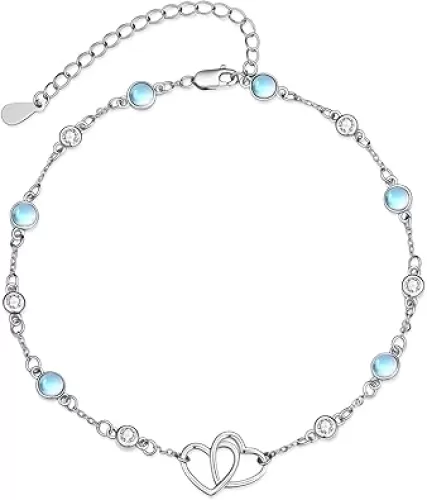 Anklet for Women 925 Sterling Silver Double Infinity Ankle Bracelet Waterproof Summer Jewelry Anniversary Birthday Gifts for Mom Her