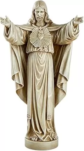 Avalon Gallery Garden Statue Indoor/Outdoor Catholic Sculpture, 22" Tall, Stone-Resin Sacred Heart of Jesus