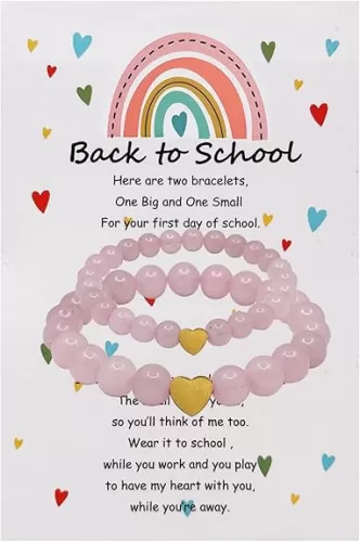 Back to School Bracelets Matching Heart Mother Daughter Bracelets First Day of School Gifts