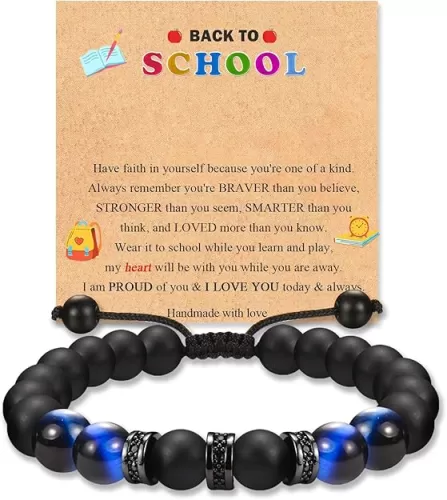 Back to School First Day of School Kindergarten Preschool 1st 2nd Grade Gifts Bracelets for Son Grandson Nephew Brother with Inspirational Card