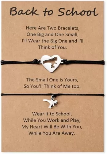 Back to School Gifts Mommy and Me Bracelet First Day of School Matching Wish Bracelets Set for Mother Daughter Son Women Teen Girls Boys Jewelry Gift