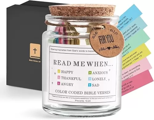 Bible Verse Jar, Read Me When Bible Verses Jar for Daily Encouragement, Inspiring Prayer and Reflection, Christian Gift for Men and Women, Religious Graduation Gift for Her