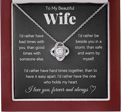 Birthday Gifts for Wife from Husband | Soulmate Necklace with Heartfelt Message Card & Gift Box | Anniversary, Birthday, Christmas or Valentine’s Day Gift for Girlfriend, Fiancée, or Future Wife