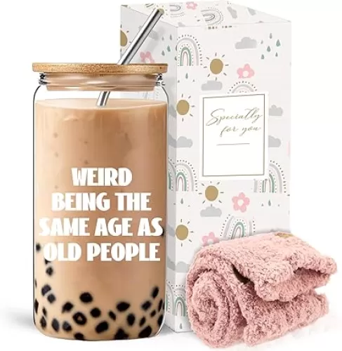 Birthday Gifts Women - Weird Being The Same Age As Old People 16oz 50th Birthday Gifts for Women 60th Birthday Gifts for Birthday Gift Ideas