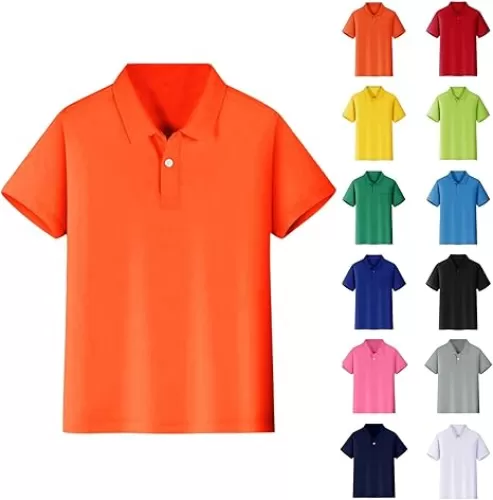 Boys Short Sleeve Pique Polo Shirts Cozy Performance Collared Neckline Comfort Stretch Golf Shirt Golf School Uniforms