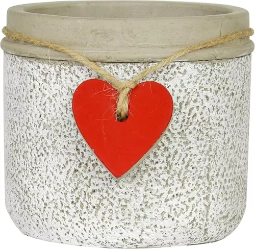 Classic Home and Garden 210029P-396 Heart Pot Planter, Small, Whitewash