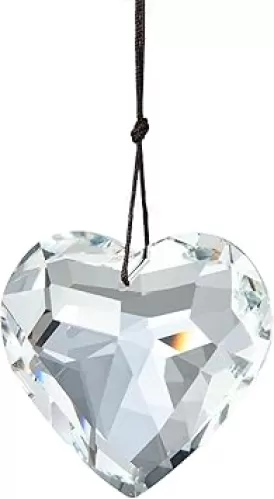 Colorful Heart Crystals Suncatcher Hanging Sun Catcher with Chain Pendant Ornament for Window Home Garden Christmas Day Party Wedding Decoration (White)