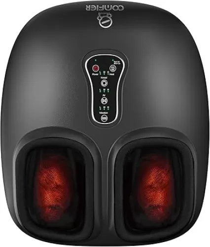 COMFIER Shiatsu Foot Massager with Heat, Vibration, Rolling Compression Feet Massager Machine for Plantar Fasciitis, Neuropathy Pain, Gifts for Her, Him Fits Size up to 13“ Multiple Modes