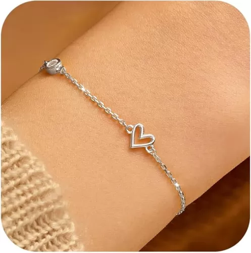 Cute Dainty Love Heart Bracelet for Women 925 Sterling Silver 14K Gold Plated Adjustable CZ Charm Bracelet Mother Daughter Friendship Link Bracelets Jewelry Birthday Mothers Day Christmas Gifts