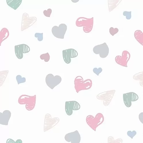 Cute Heart Wallpaper Peel and Stick Modern White Contact Paper Colorful Nursery Kids Wallpaper Rainbow Peach Hearts Wall Decor for Dollhouse Bedroom Cabinets Desk Countertops 17.5"x 102"