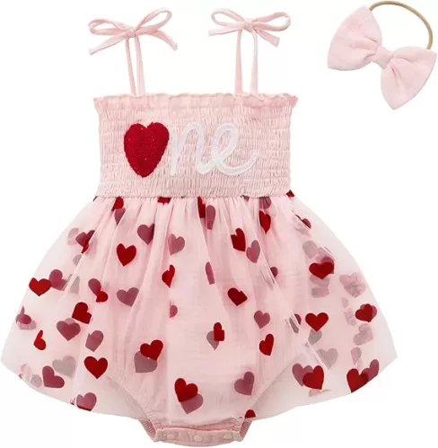 Durio Baby Girl 1st Birthday Outfit Adjustable Straps Romper Baby Girl Tutu Dress with Headband Sleeveless Cake Smash Outfit