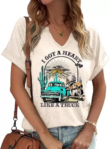 Earlymemb Womens Vintage Flowers V Neck Shirt Boho Floral Wildflowers Graphic Tee Casual Cottagecore Short Sleeve T Shirt