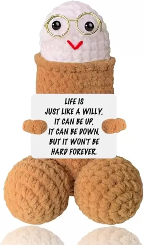 Emotional Support Plushies, Funny Things Gag Gifts for Women Men, Positive Crochet Animals Doll Weird Stuffed Gift Handmade Knitted Dolls for Friend Boyfriend Girfriend Husband Adult With Message Card