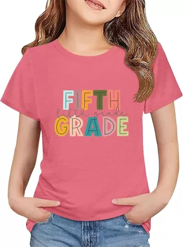 Fifth Grade Shirts Retro Back to School Boys Girls Kids T-Shirt First Day of Preschool Kindergarten Short Sleeve Top