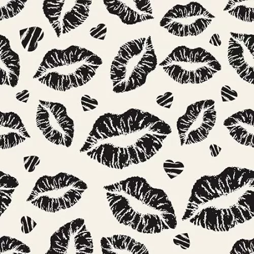 Funky Black Lips Hearts Wallpaper Peel and Stick for Bedroom Bathroom Wallpaper 17.5×120 Inch Self Adhesive Removable Modern Vinyl Contact Paper for Teen Girls Room Laundry Room Wall Decor