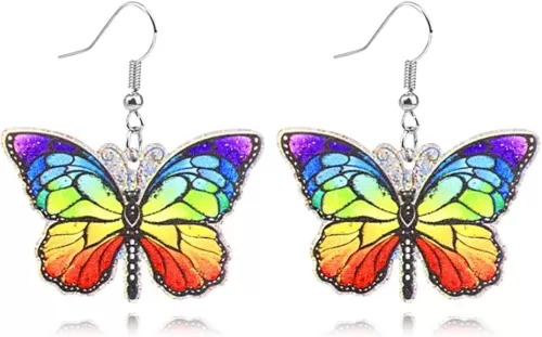 Funny Cute Weird Rainbow Earrings Creative Rainbow Love Heart Butterfly Sunflower Pencil Acrylic Dangle Earrings Lightweight Summer Ice cream Mushroom Frog Colorful Earrings for Women Jewelry Gifts