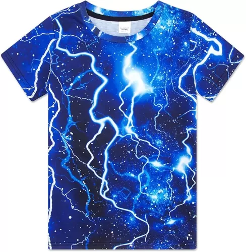 Funnycokid Boys Girls Shirts Graphic T-Shirt Neon Clothes Kids Novelty Youth Short Sleeve Animal Print Tees 4-16 Years