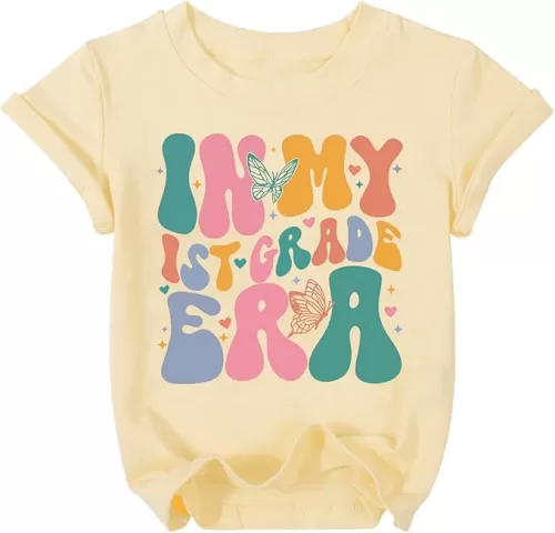 Happy First Day of School Shirt Kids Girls Boys Cute Back to School T-Shirt 1st 2nd 3rd Grade Short Sleeve Tops 5-11Y