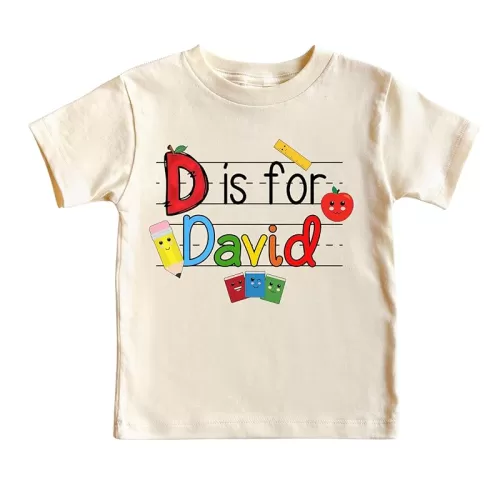 Hello My Name Is Custom Kids Name Back To School Shirt, Toddler First Day of School Tee Kindergarten Shirt With Name, First Day School Outfit (IT-A1)