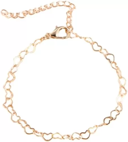 Hollow Love Heart Link Chain Bracelet Sterling Steel Bracelet for Women