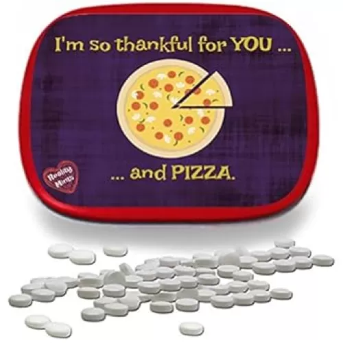 I’m Thankful for You and Pizza Mints – Funny Gags for Adults Weird Gifts White Elephant Ideas for Kids Wintergreen Breath Mints Stocking Stuffers for Teens Friend Gift Appreciation