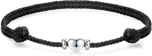 J.Endéar Anklet Heart Waterproof Boho Jewellery Handmade String 925 Sterling Silver Summer Beach Anklets for Women Ladies Love Friendship Braided Jewelry