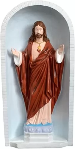 Jesus The Sacred Heart Grotto and Statue, One-Piece, Garden Statue, 36" Height