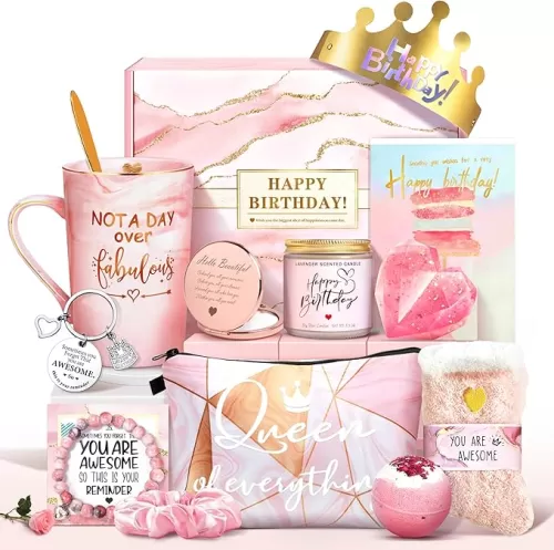 Jumway Not A Day Over Fabulous Mug Gifts Set- Birthday Gifts for Women - Funny Birthday Gift Ideas for Her, Friends, Coworkers, Her, Wife, Mom, Daughter, Sister, Aunt Ceramic Marble Mug 14 Oz