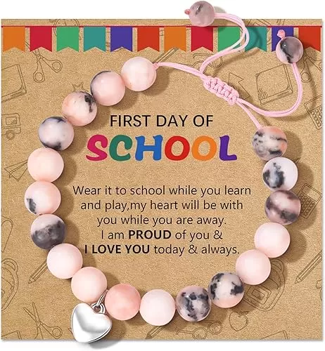 Kids Bracelet for Girls Boys - First Day of School Bracelet - Matching Wish Adjustable Bracelet for Boys Girls Gifts Stuff
