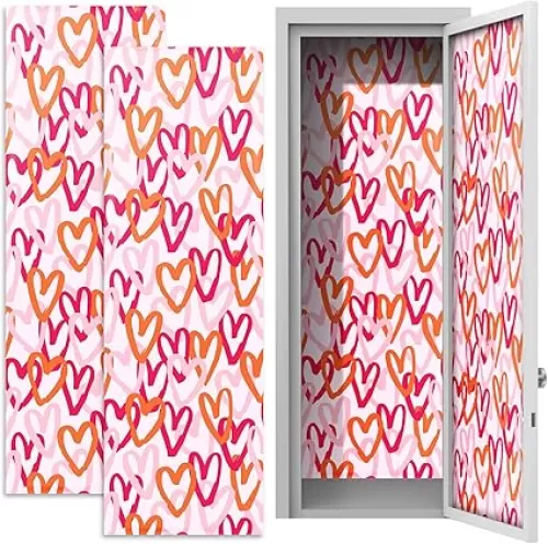 Konohan 2 Pcs School Magnetic Wallpaper for Lockers 12" x 36" Removable Magnetic Wallpaper Decorative Locker Accessories for School University(Three Color Heart)