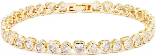 Lavencious Elegant 7" Tennis Bracelet Adorned with Sparkling Heart-Shaped AAA Cubic Zirconia for Women