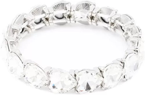 Lavencious Heart Shape Rhinestones Elastic Stretch Bracelet for Women