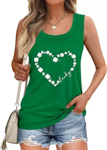 LOMON Womens Tank Tops Round Neck Graphic T Shirts Loose Fit Casual Sleeveless Summer Tops