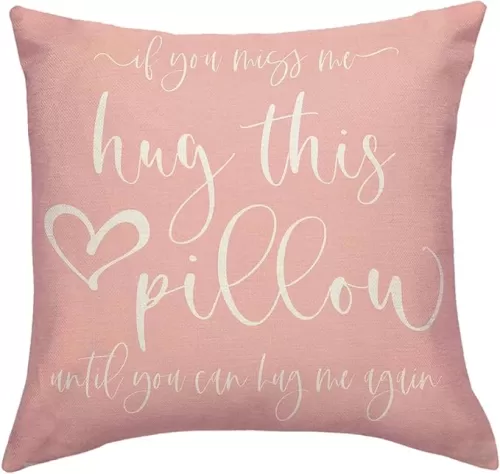 Lover Throw Pillow Case Hug This Pillow Until You Can Hug Me Decorative Cushion Cover Couple Heart Long Distance Gift 18 x 18 inches Valentine