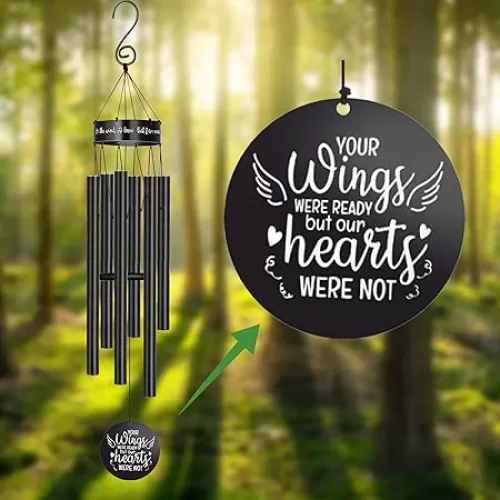 Memgift Memorial Wind Chimes for Loss of Loved One Rememberance Gifts for Loss of Dad Mom Wife Husband Daughter Large Angel Windchimes Garden Patio Home Déco Your Wings Were Ready but My Heart Was Not