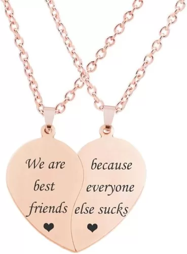 MJartoria BFF Necklace for 2-Valentines Heart Matching Necklace Best Friends Pendant Friendship Necklace Set of 2 Birthday Gifts