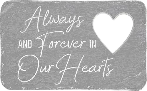 Pavilion Gift Company – Forever In Our Hearts – 7” Indoor Outdoor Weatherproof Decorative Garden Stepping Stone Plaque Bereavement In Memory Memorial Loss Of Loved One