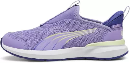 PUMA Unisex-Child Slip on Shoes Kids Kruz Sliptech(Toddler) Sneaker, Club Navy-Hyperlink Blue, 10 US
