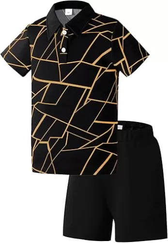 PureChapter Kids Clothes Summer Outfits Boys Fashion Short Sleeve Polo Shirt Shorts Sets Casual Outfits 7-15 Years