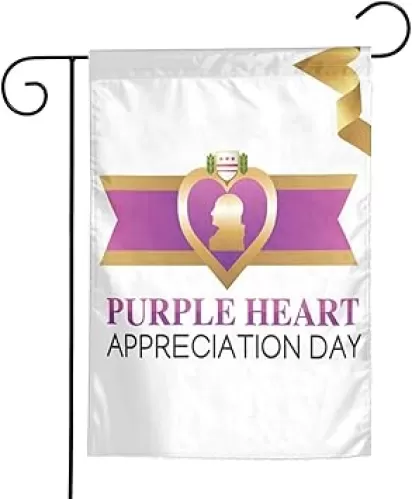 Purple Heart Day 2025 Garden Flag 12x18 Double Sided Banner Decoration Flags for Outside Yard Sign Outdoor Home Wall Decor
