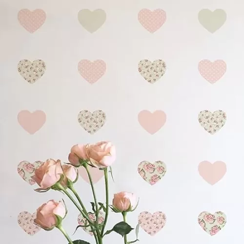 QUCHENG Boho Heart Wall Decal Stickers Kids Toddler Bedroom Removable Art Stickers Decor Nursery Playroom Vinyl Waterproof Wall Decoration 6 Sheets
